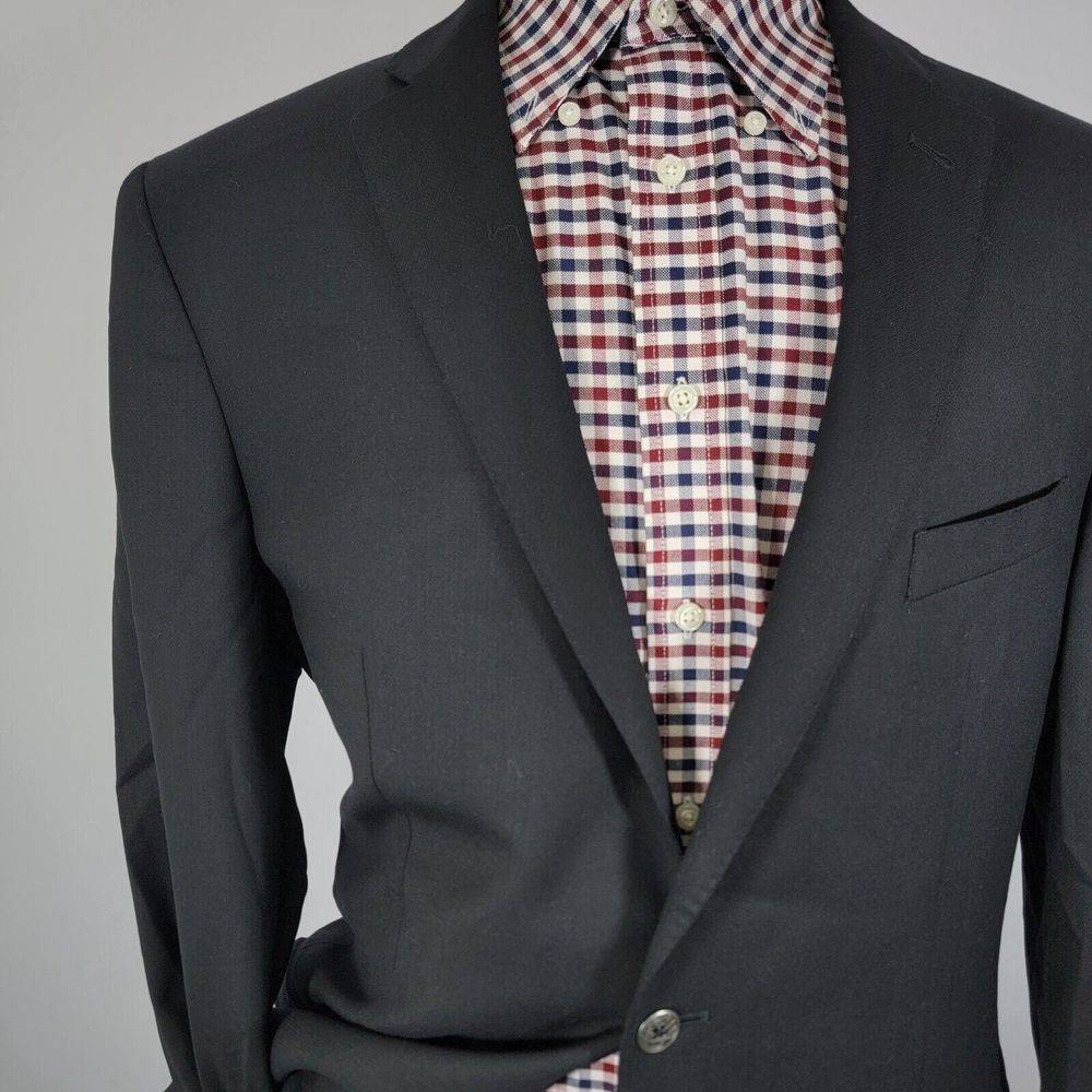 Joseph Abboud Mens Sport Coat Blazer Two Button Black Twill Super 120s Wool 44XL - Picture 6 of 16